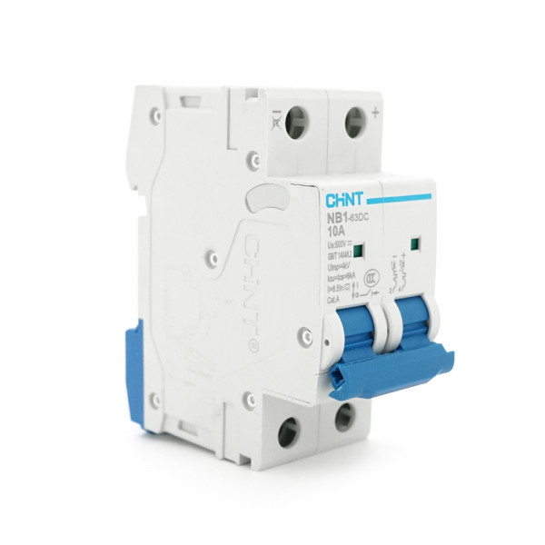 Автоматичний вимикач постійного струму CHNT NB1-63DC 2P C10 DC500V, 10A, 6kA, DIN, 86*36*49.5mm