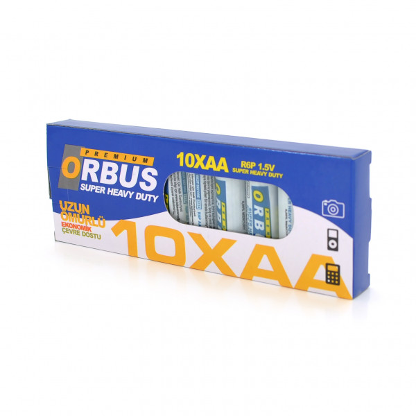 Батарейка сольова Orbus Zinc Carbon 1.5V AA/LR06, 10  штуки shrink