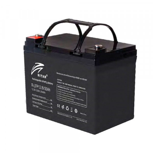 Акумуляторна батарея Ritar LiFePO4 12,8V 30Ah 384Wh BMS15@4S  ( 195 x 155 x 130  )   Q1