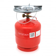 Газовий балон ПРОПАН 3кг(7,2л), тиск 18 BAR + пальник 20448, Red, Q4