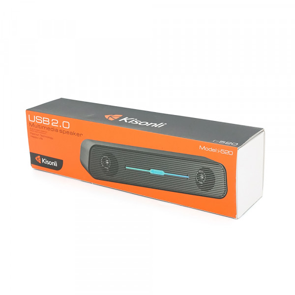 Колонки 2.0 Kisonli i-520, для ПК і ноутбука, USB + 3.5mm, 2x3W, 20Hz- 20KHz, Black, BOX, Q40