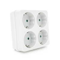 Розетка 4-х місна із заземленням SQ-RB-01/04A, 4x16A 250V~Max, 3500W, White, Q100