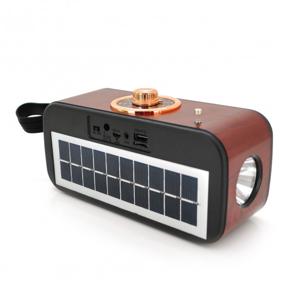 Радіо з ліхтариком NS-S270-S, FM/AM/SW радіо+Solar, Входи: TFcard, USB, Wireless speaker, Bluetooth, Red, Box