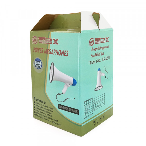 Гучномовець Megaphone ER-55U, 25W, живлення від акумулятора 6В, СЗУ, White/Red, Box